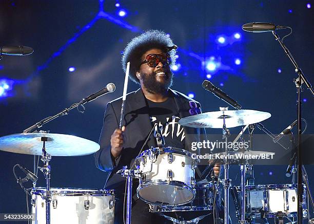 Recording artist Questlove of music group The Roots performs onstage during the 2016 BET Awards at the Microsoft Theater on June 26, 2016 in Los...