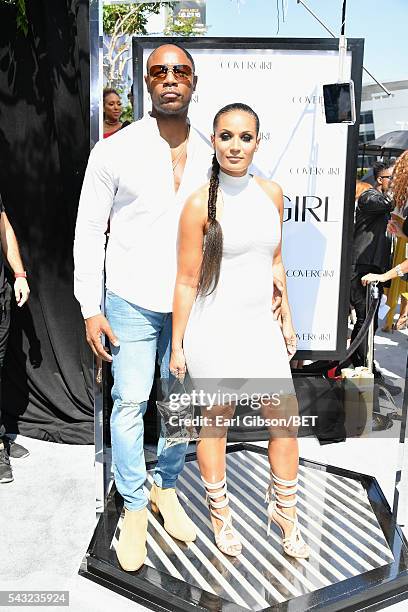 Recording artist Tank Foster and Zena Foster attend the Cover Girl glam stage during the 2016 BET Awards at the Microsoft Theater on June 26, 2016 in...