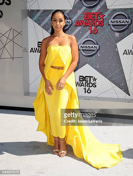 Singer Mya attends the 2016 BET Awards at Microsoft Theater on June 26, 2016 in Los Angeles, California.