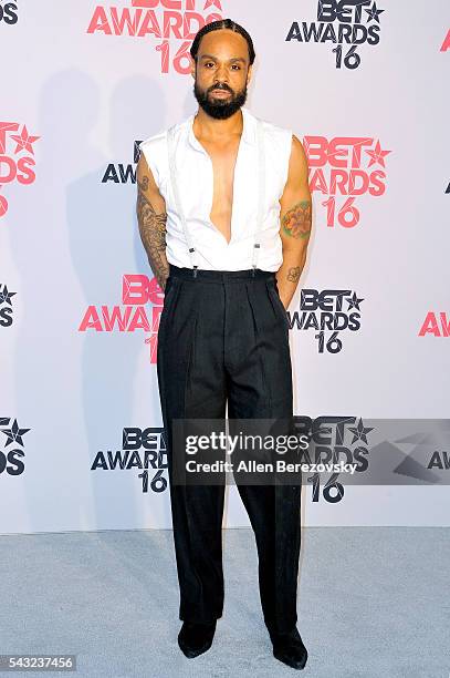 Recording artist Bilal poses in the press room at the 2016 BET Awards at Microsoft Theater on June 26, 2016 in Los Angeles, California.