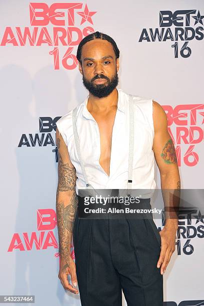 Recording artist Bilal poses in the press room at the 2016 BET Awards at Microsoft Theater on June 26, 2016 in Los Angeles, California.