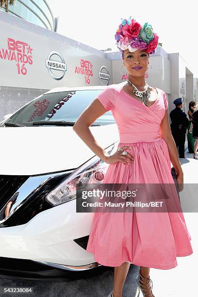 Actress Jennia Fredrique attends the Nissan red carpet during the 2016 BET Awards at the Microsoft Theater on June 26, 2016 in Los Angeles,...