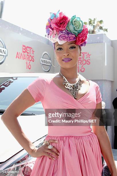 Actress Jennia Fredrique attends the Nissan red carpet during the 2016 BET Awards at the Microsoft Theater on June 26, 2016 in Los Angeles,...