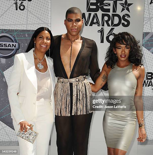 Cookie Johnson, EJ Johnson and Elisa Johnson attend the 2016 BET Awards at Microsoft Theater on June 26, 2016 in Los Angeles, California.