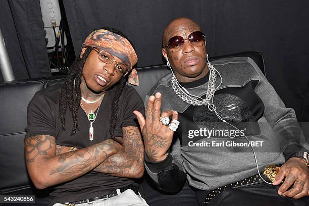 Rappers Jacquees and Birdman attend the 2016 BET Awards at the Microsoft Theater on June 26, 2016 in Los Angeles, California.