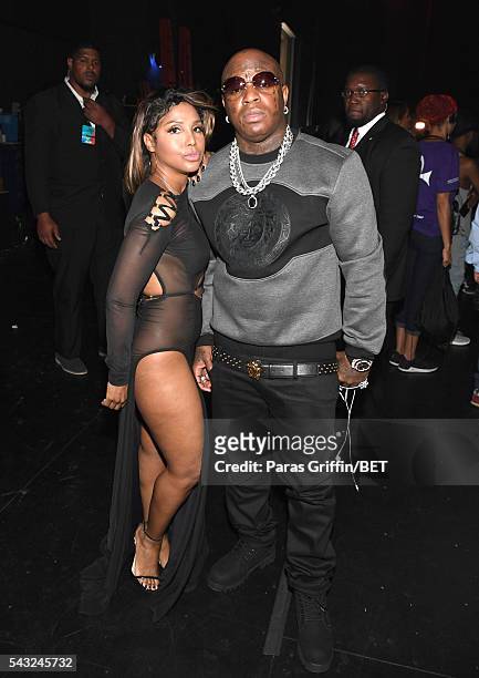 Singer Toni Braxton and recording artists Birdman attend the 2016 BET Awards at the Microsoft Theater on June 26, 2016 in Los Angeles, California.
