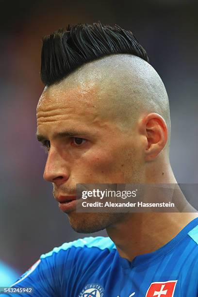 Marek Hamsik of Slovakia looks dejected at the end of the UEFA EURO 2016 round of 16 match between Germany and Slovakia at Stade Pierre-Mauroy on...