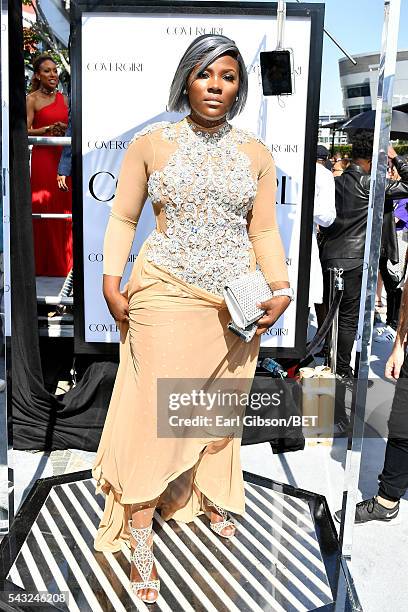 Nakeitha 'PreMadonna' Felder attends the Cover Girl glam stage during the 2016 BET Awards at the Microsoft Theater on June 26, 2016 in Los Angeles,...