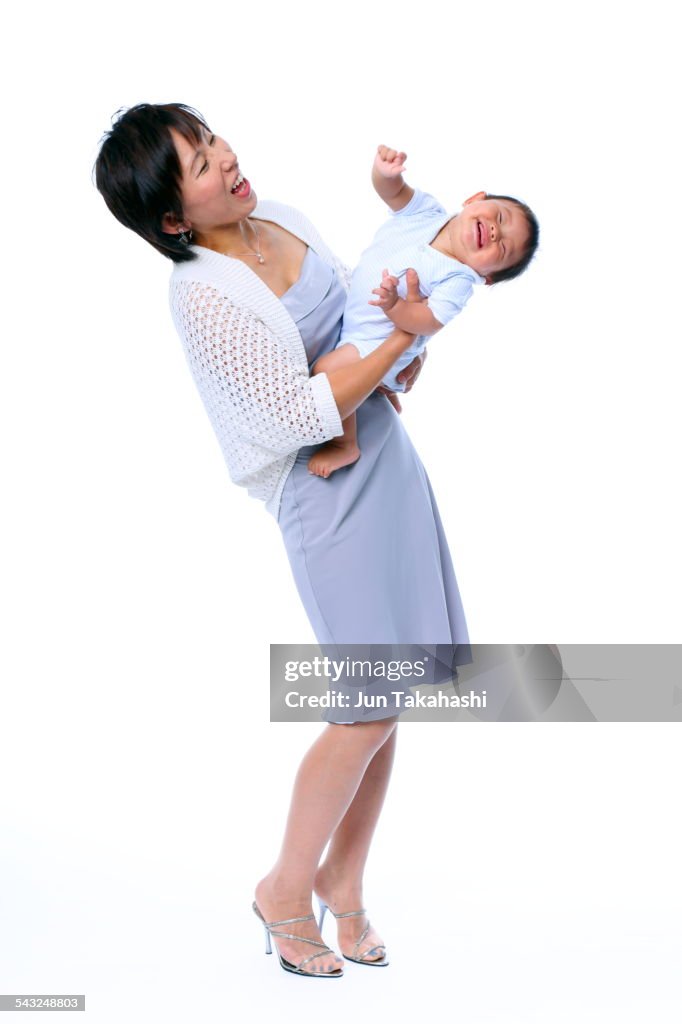 Portrait of Japanese mother and baby