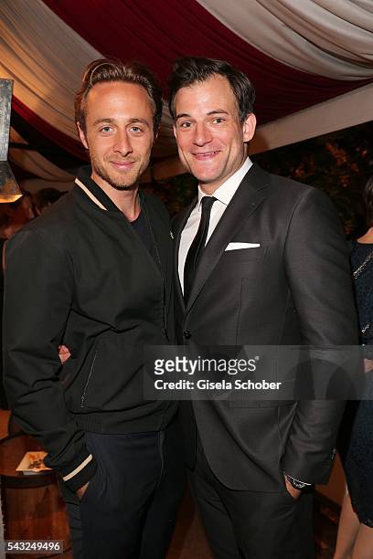 Gabriel Raab and Torben Liebrecht during the Peugeot BVC Casting Night during the Munich Film Festival 2016 at Kaeferschaenke on June 26, 2016 in...