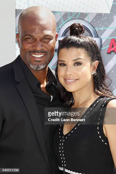 Actor Chris Spencer and casting director Vanessa Rodriguez attend the Make A Wish VIP Experience at the 2016 BET Awards on June 26, 2016 in Los...