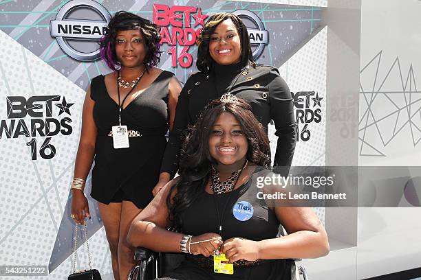 Make A Wish Foundation recipient Tiara Hildreth and guests attend the Make A Wish VIP Experience at the 2016 BET Awards on June 26, 2016 in Los...