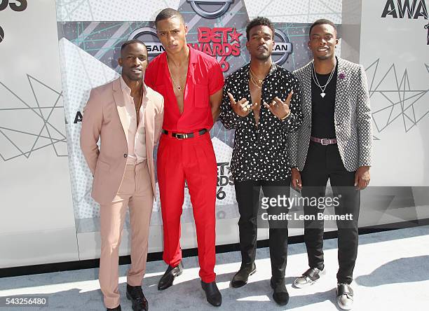 Actors Elijah Kelley, Keith Powers, Luke James, and Woody McClain attend the Make A Wish VIP Experience at the 2016 BET Awards on June 26, 2016 in...