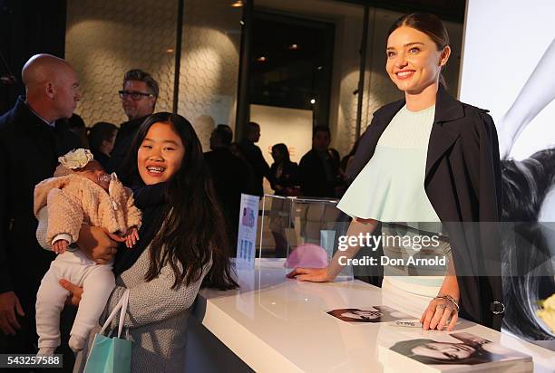 Miranda Kerr greets fans at Westfield,Sydney on June 27, 2016 in Sydney, Australia.