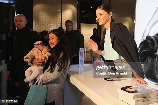 Miranda Kerr greets fans at Westfield,Sydney on June 27, 2016 in Sydney, Australia.