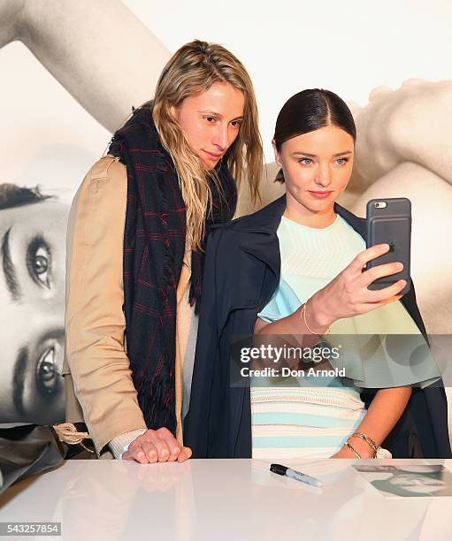 Miranda Kerr takes a selfie with fans fans at Westfield,Sydney on June 27, 2016 in Sydney, Australia.