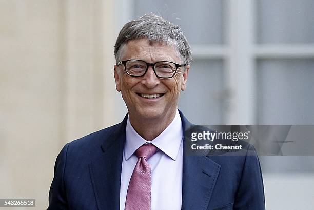 Bill Gates, the co-Founder of the Microsoft company and co-Founder of the Bill and Melinda Gates Foundation makes a statement after his meeting with...