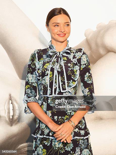 Miranda Kerr poses before she greets fans at Westfield,Sydney on June 27, 2016 in Sydney, Australia.