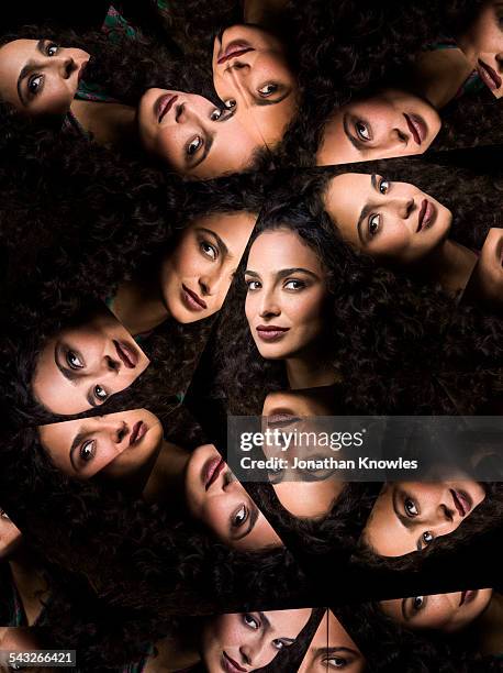 kaleidoscope portraits, side view - kaleidoscope mirror stock pictures, royalty-free photos & images