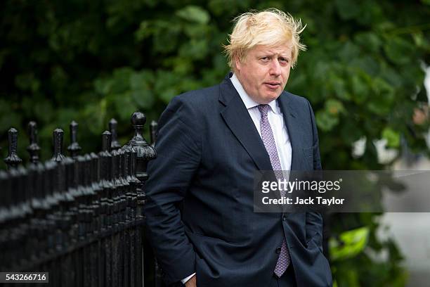 Former London Mayor Boris Johnson leaves his home on June 27, 2016 in London, England. Mr Johnson is thought to be the frontrunner to succeed Prime...