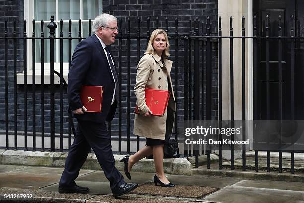 Patrick McLoughlin , Secretary of State for Transport and Justine Greening, Secretary of State for International Development arrives for a cabinet...