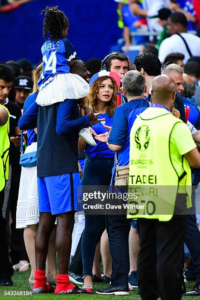 Blaise Matuidi of France with his daughter Naelle and wife Isabelle Matuidi after the European Championship match Round of 16 between France and...