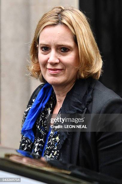 British Energy Secretary and Climate Change Secretary Amber Rudd arrives to attend a cabinet meeting at 10 Downing Street in central London on June...