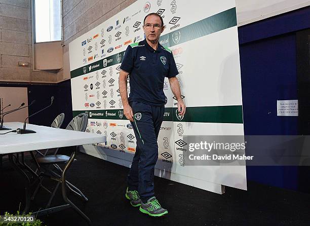 Paris , France - 27 June 2016; Republic of Ireland manager Martin O'Neill leaves after a press conference in Versailles, Paris, France.