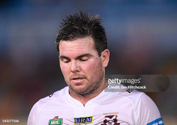 Jamie Lyon of the Sea Eagles looks dejected after losing the round 16 NRL match between the North Queensland Cowboys and the Manly Sea Eagles at...