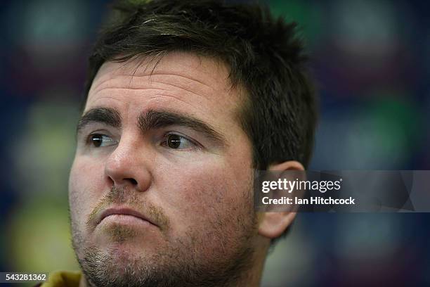 Jamie Lyon of the Sea Eagles looks on before the start of the round 16 NRL match between the North Queensland Cowboys and the Manly Sea Eagles at...