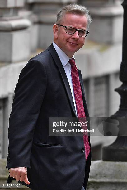 British Lord Chancellor and Justice Secretary Michael Gove leaves Downing Street following a cabinet meeting on June 27, 2016 in London, England....