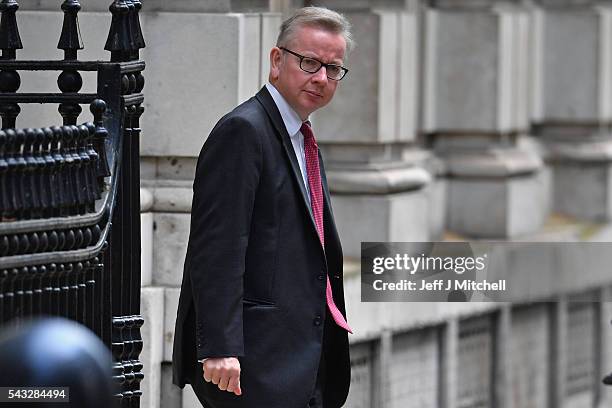 British Lord Chancellor and Justice Secretary Michael Gove leaves Downing Street following a cabinet meeting on June 27, 2016 in London, England....