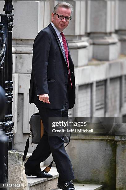 British Lord Chancellor and Justice Secretary Michael Gove leaves Downing Street following a cabinet meeting on June 27, 2016 in London, England....
