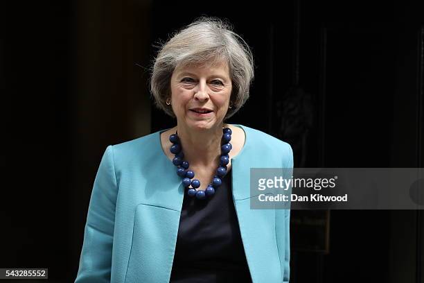 Home Secretary Theresa May leaves Downing Street following a cabinet meeting on June 27, 2016 in London, England. British Prime Minister David...