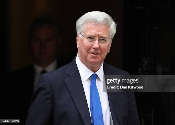 Michael Fallon, Secretary of State for Defence leaves Downing Street following a cabinet meeting on June 27, 2016 in London, England. British Prime...