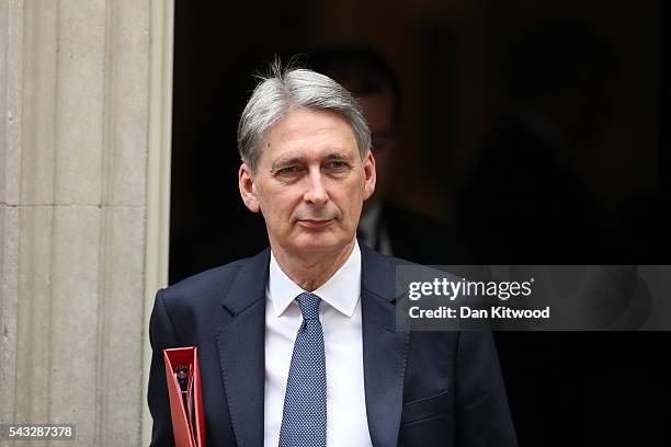 Philip Hammond, Secretary of State for Foreign and Commonwealth Affairs leaves Downing Street following a cabinet meeting on June 27, 2016 in London,...