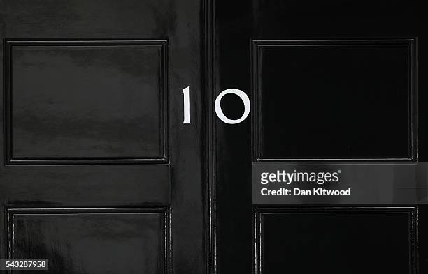 The number 10 Downing Street door is closed following a cabinet meeting on June 27, 2016 in London, England. British Prime Minister David Cameron...
