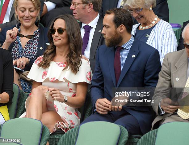 Pippa Middleton and James Middleton attend day one of the Wimbledon Tennis Championships at Wimbledon on June 27, 2016 in London, England.