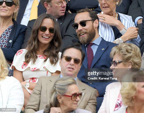 Pippa Middleton and James Middleton attend day one of the Wimbledon Tennis Championships at Wimbledon on June 27, 2016 in London, England.