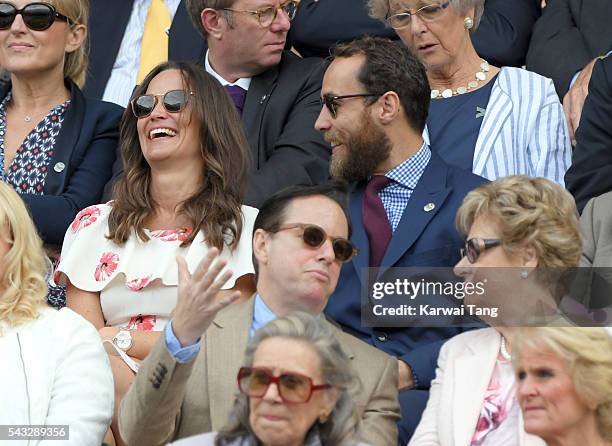 Pippa Middleton and James Middleton attend day one of the Wimbledon Tennis Championships at Wimbledon on June 27, 2016 in London, England.