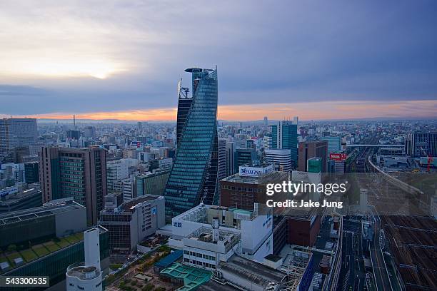 sunrise view of central nagoya cityscape - nagoya - fotografias e filmes do acervo