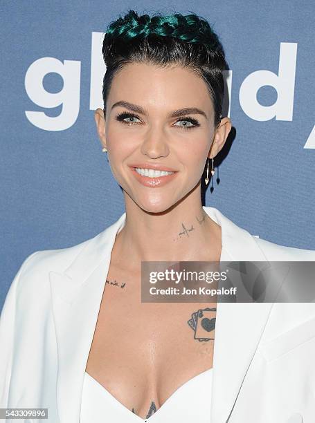 Actress Ruby Rose arrives at the 27th Annual GLAAD Media Awards at The Beverly Hilton Hotel on April 2, 2016 in Beverly Hills, California.