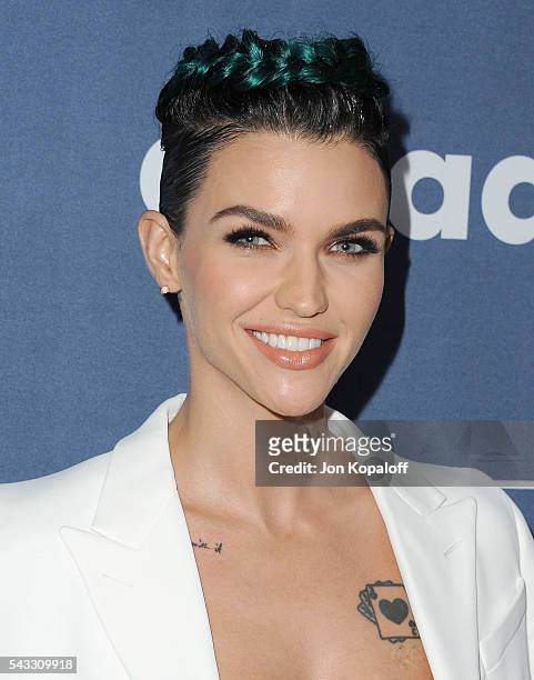 Actress Ruby Rose arrives at the 27th Annual GLAAD Media Awards at The Beverly Hilton Hotel on April 2, 2016 in Beverly Hills, California.