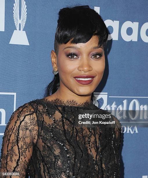 Actress Keke Palmer arrives at the 27th Annual GLAAD Media Awards at The Beverly Hilton Hotel on April 2, 2016 in Beverly Hills, California.