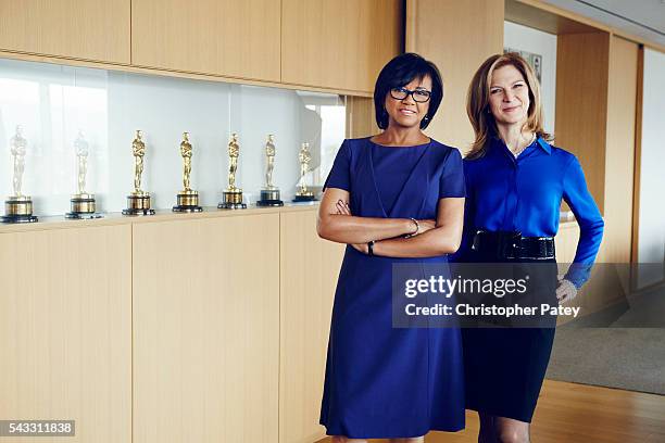 Academy president Cheryl Boone Isaacs and CEO Dawn Hudson are photographed for The Hollywood Reporter on January 23, 2016 in Los Angeles, California....