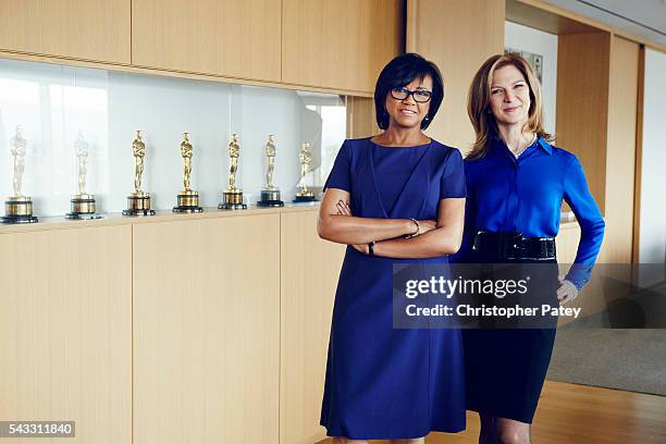 Academy president Cheryl Boone Isaacs and CEO Dawn Hudson are photographed for The Hollywood Reporter on January 23, 2016 in Los Angeles, California....