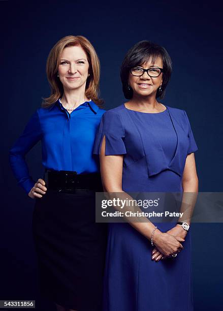 Academy president Cheryl Boone Isaacs and CEO Dawn Hudson are photographed for The Hollywood Reporter on January 23, 2016 in Los Angeles, California.