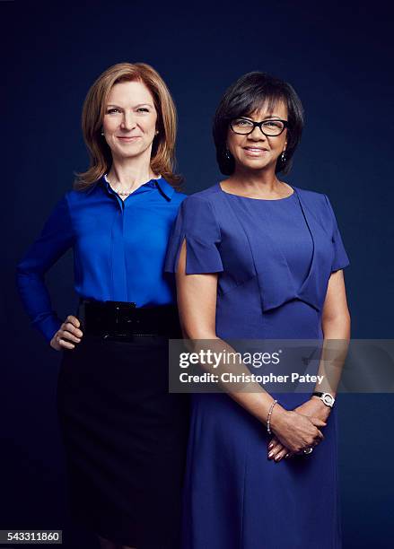 Academy president Cheryl Boone Isaacs and CEO Dawn Hudson are photographed for The Hollywood Reporter on January 23, 2016 in Los Angeles, California.