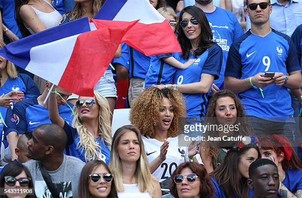 Ludivine Payet, wife of Dimitri Payet, Sephora Coman, wife of Kingsley Coman, Tiziri Digne, wife of Lucas Digne, above them Jennifer Giroud, wife of...