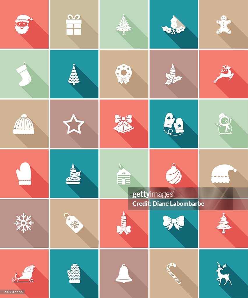 Cores UI plana longa sombra ícone do site de Natal